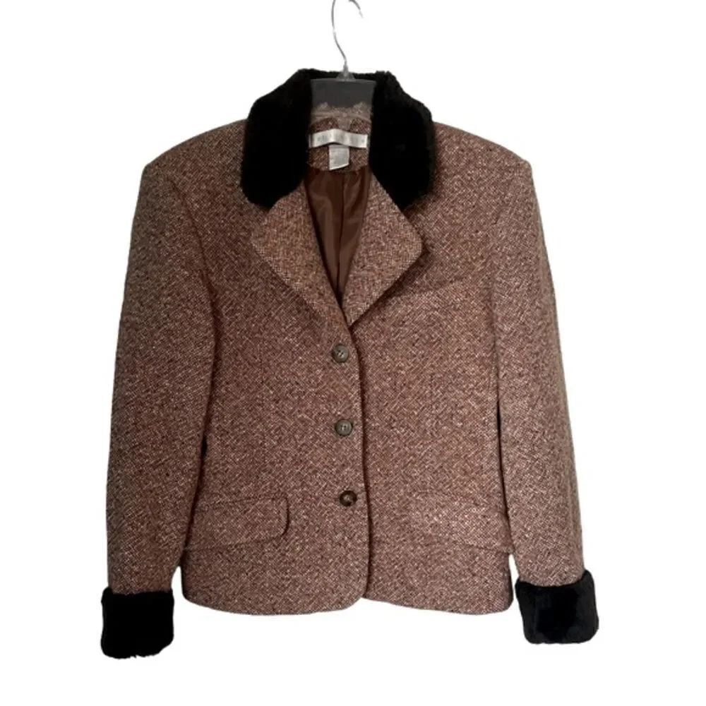 Vintage The Limited Tweed Wool Blend Fitted Academia Jacket Blazer Sz 8